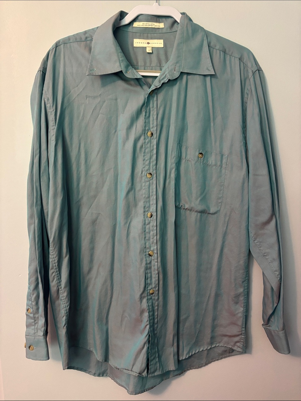 Light Teal/Purple Men's Button-Up Shirt - Classic Long Sleeve
